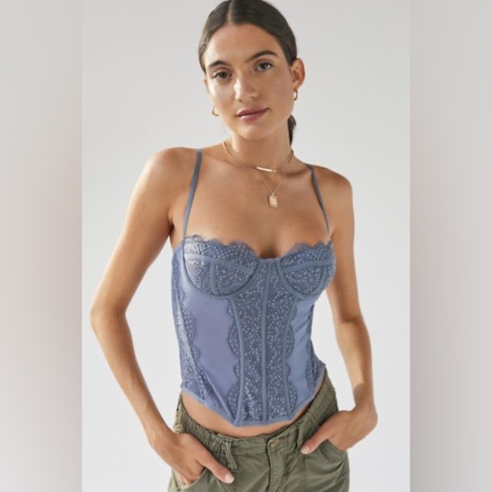 Out From Under Modern Love Lace Corset in Slate